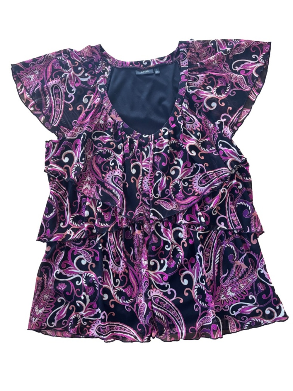 Apt. 9 Purple Paisley Ruffle Flutter Sleeve Blouse